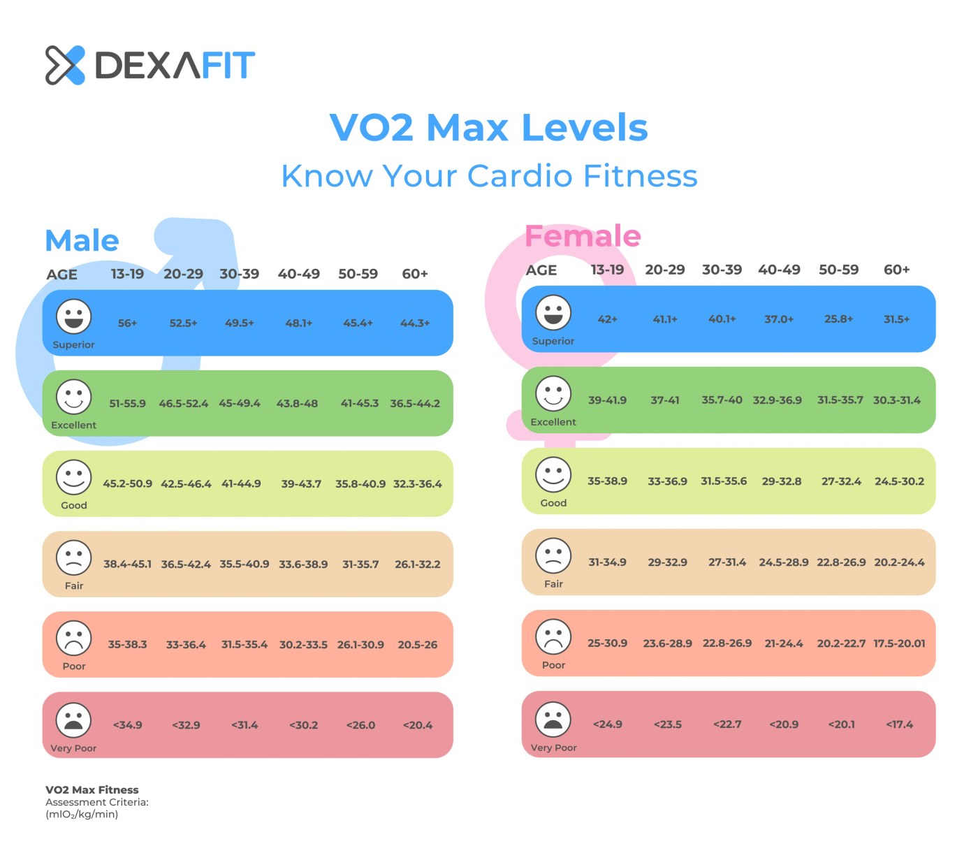 VO2 Max charts poster showing test curves